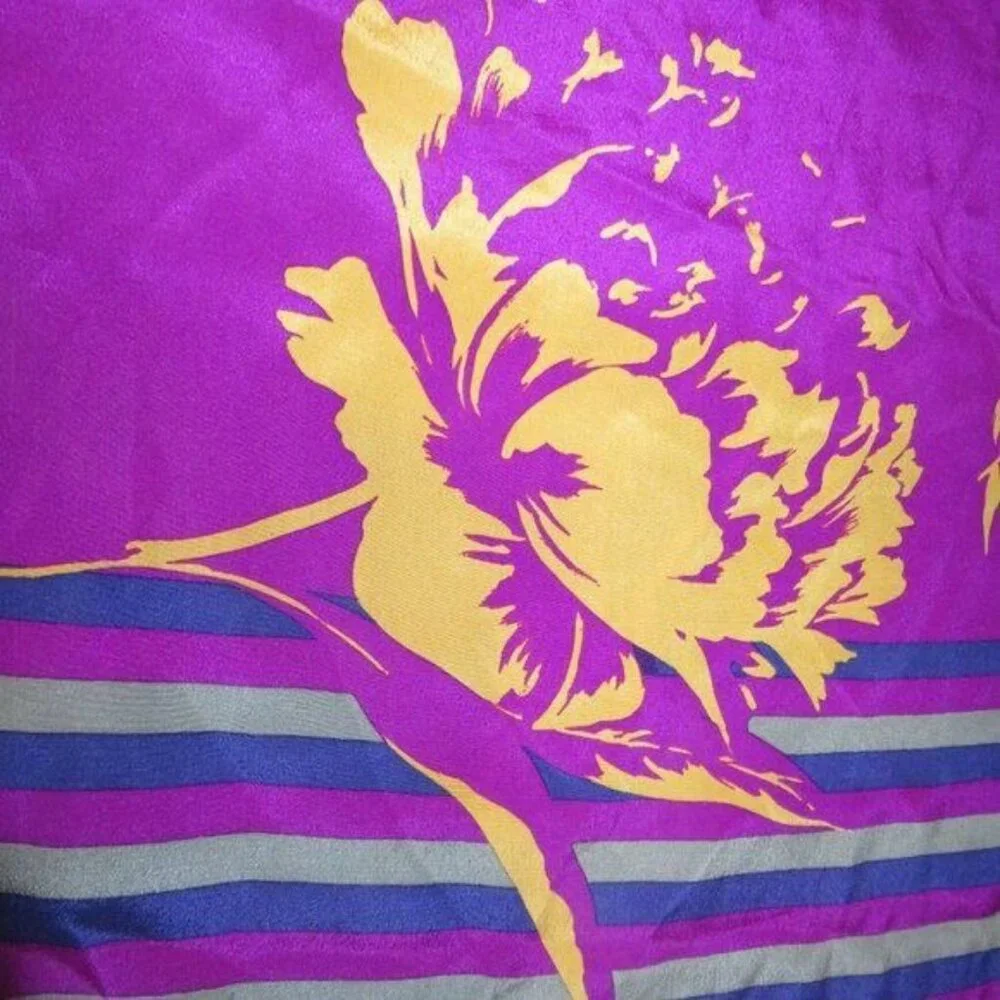 Christian Dior 100% silk scarf purple & pinks with white & yellow floral